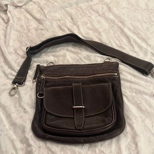 Roots side saddle bag in dark brown